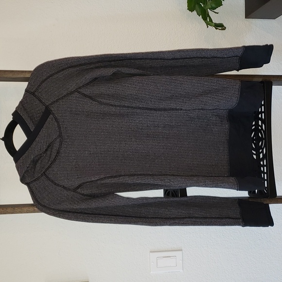 lululemon athletica Tops - Lululemon Athletic Hoodie Pull Over Wrap Crew Neck Black Grey Long Sleeve Top 8